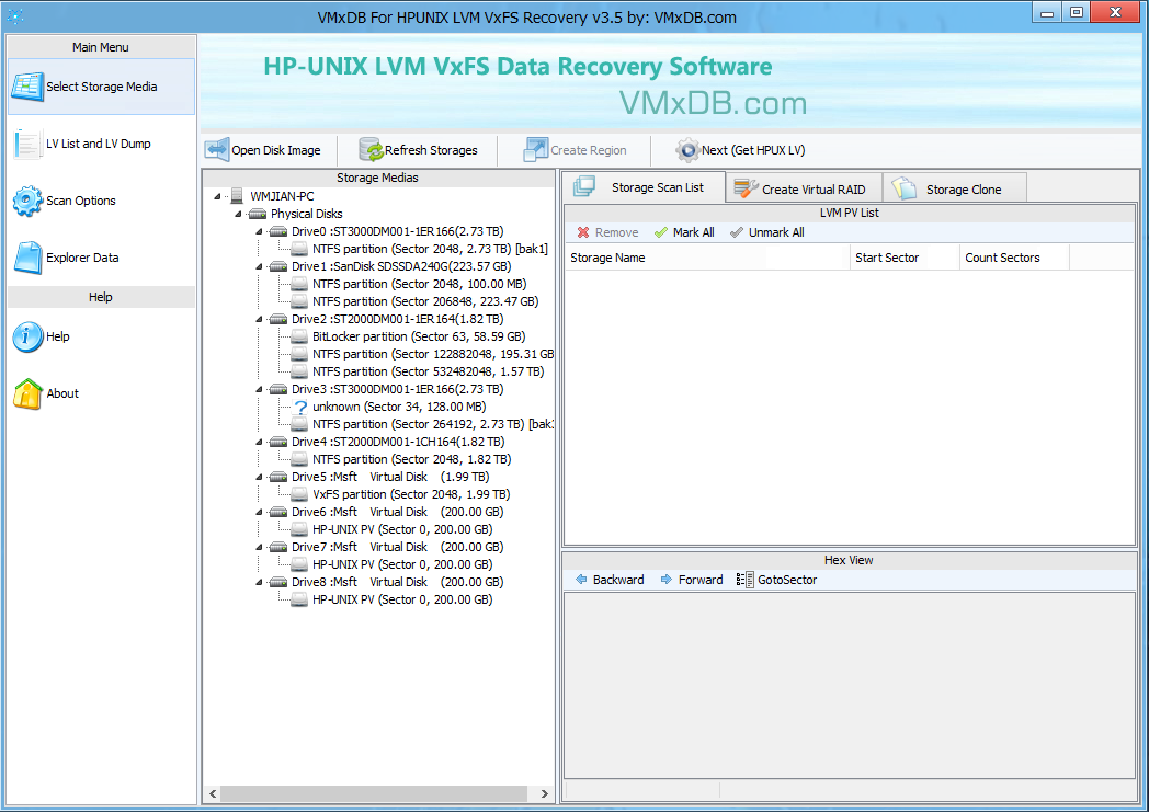 VMxDB For HPUNIX LVM VxFS Recovery v3.5 (HP-UXݻָ)
